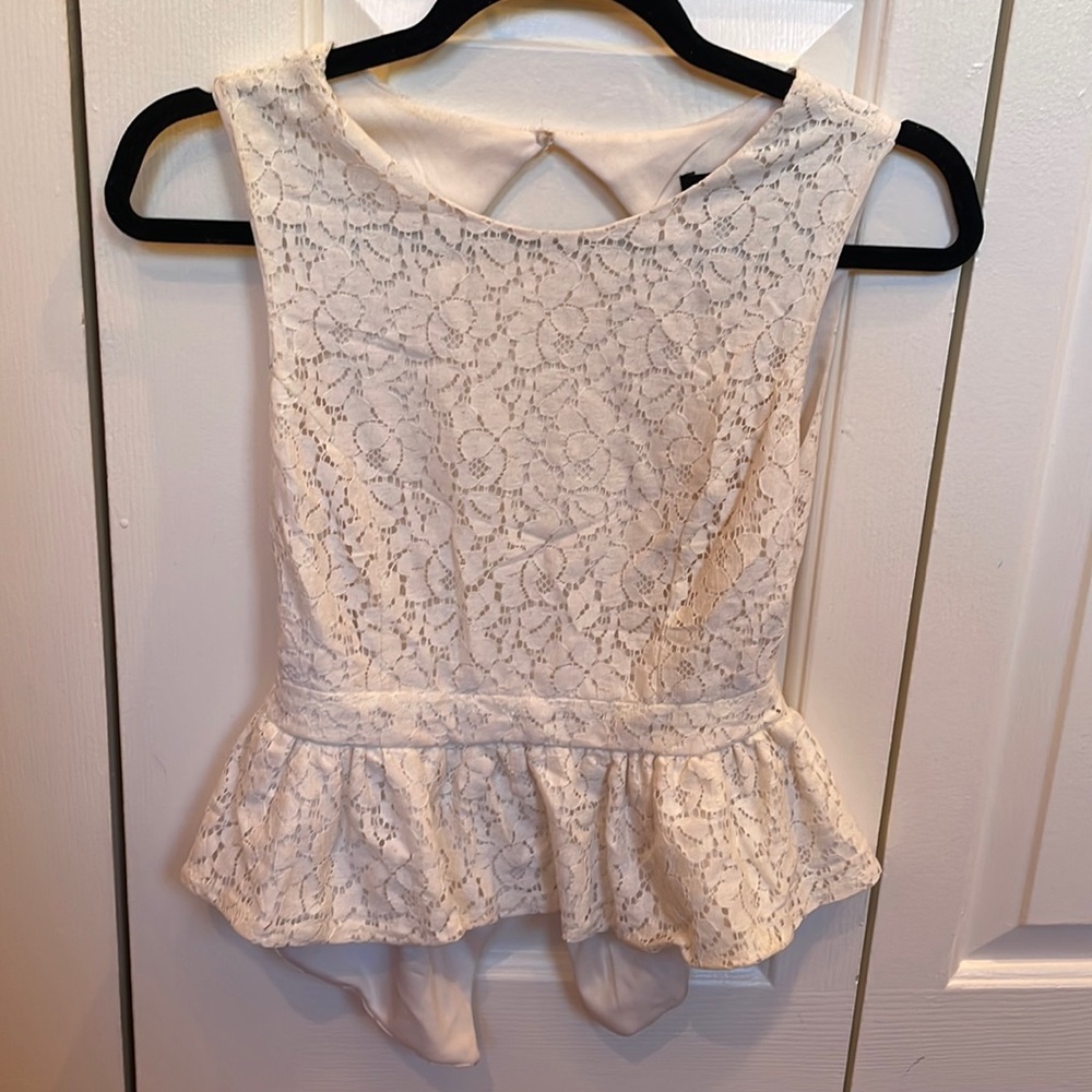 Paper heart cream open back lace women’s top